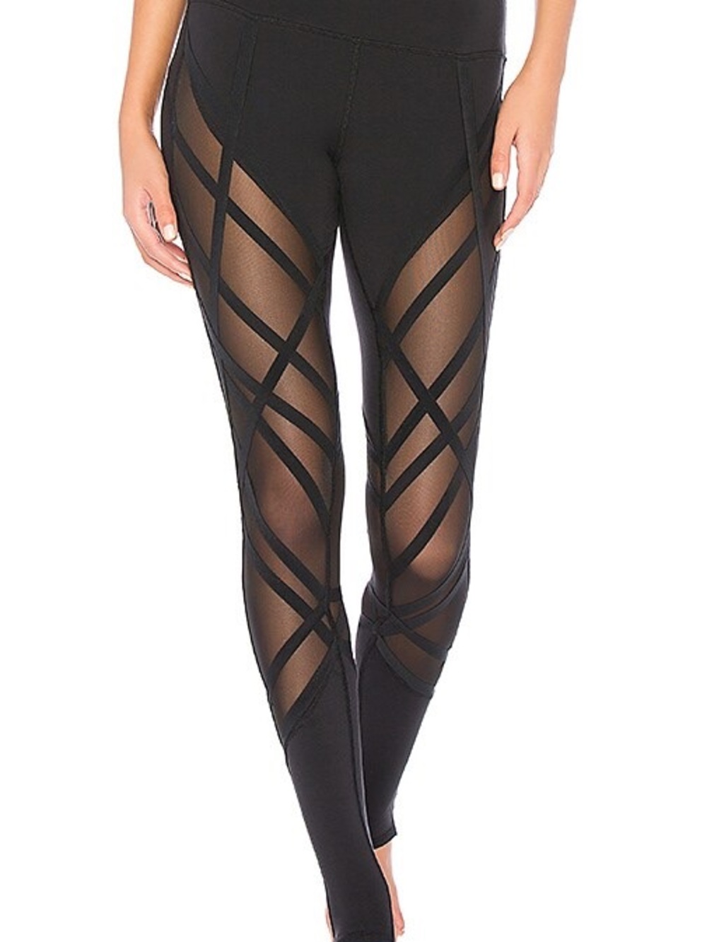 ALO Yoga Black Crisscross Mesh Leggings